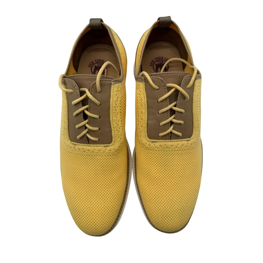 Brooklyn 718 Knit Oxford Shoes Mens 8.5 Yellow Excellent Wingtip Sneakers
